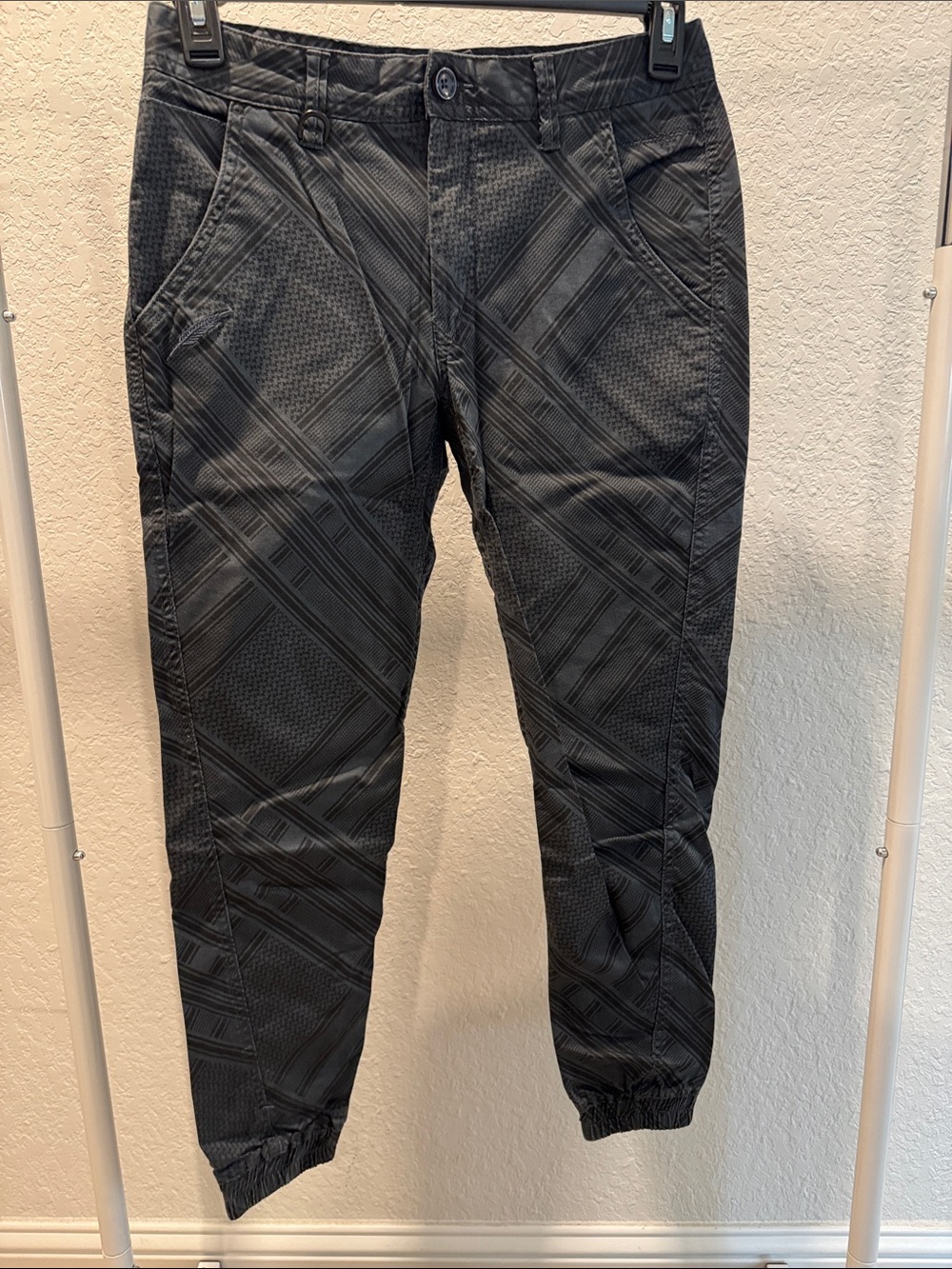 Publish Black Plaid-Texture Jogger Pants